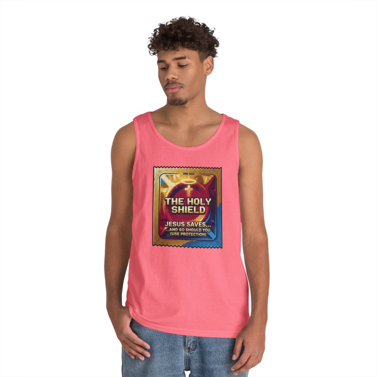 Color: Safety Pink | Good Book Series The Holy Shield Tank Top