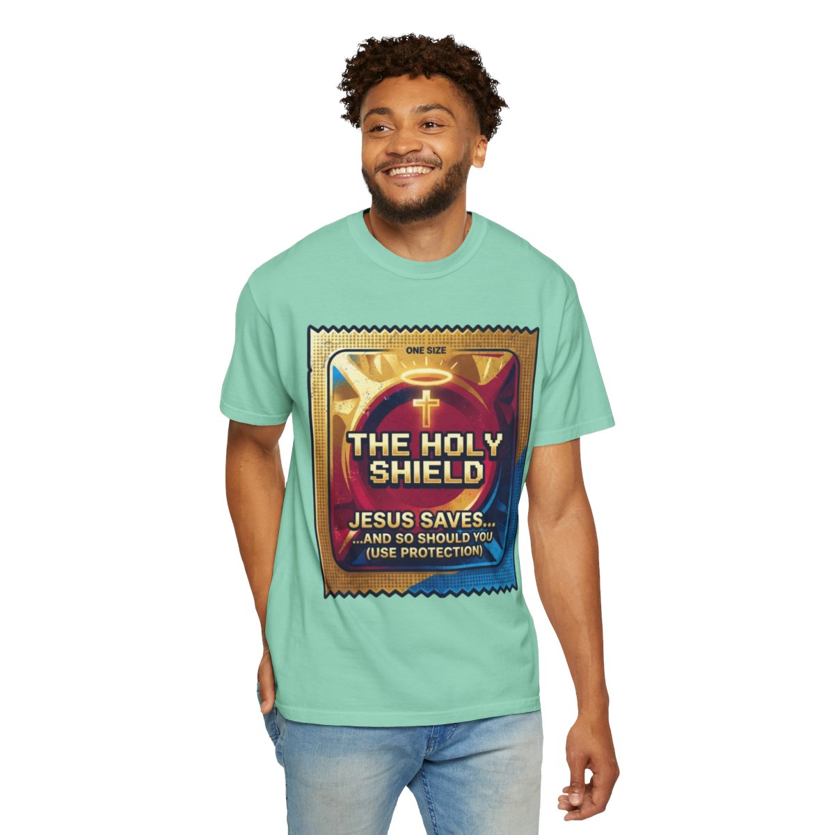 Color: Island Reef | Good Book Series The Holy Shield Unisex Garment-Dyed Tee