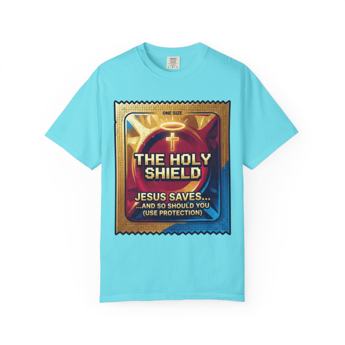 Color: Lagoon Blue | Good Book Series The Holy Shield Unisex Garment-Dyed Tee