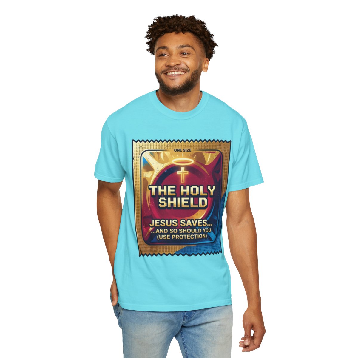 Color: Lagoon Blue | Good Book Series The Holy Shield Unisex Garment-Dyed Tee