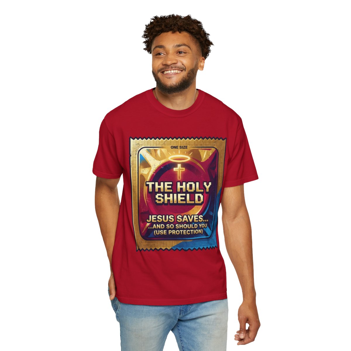 Color: Red | Good Book Series The Holy Shield Unisex Garment-Dyed Tee