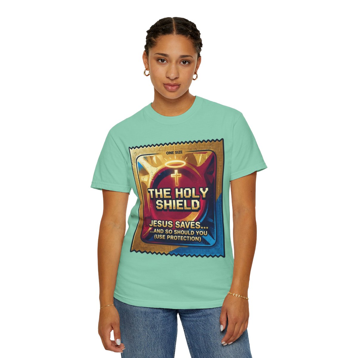 Color: Island Reef | Good Book Series The Holy Shield Unisex Garment-Dyed Tee