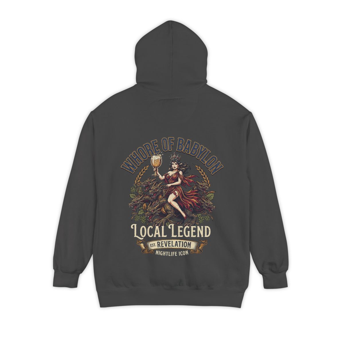 Color: Pepper | Good Book Series Whore of Babylon Garment-Dyed Hoodie