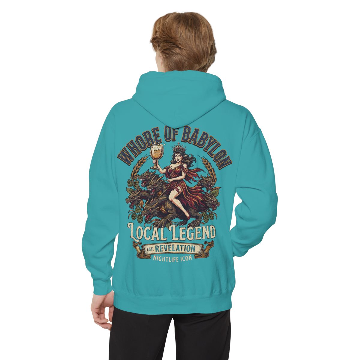 Color: Seafoam | Good Book Series Whore of Babylon Garment-Dyed Hoodie