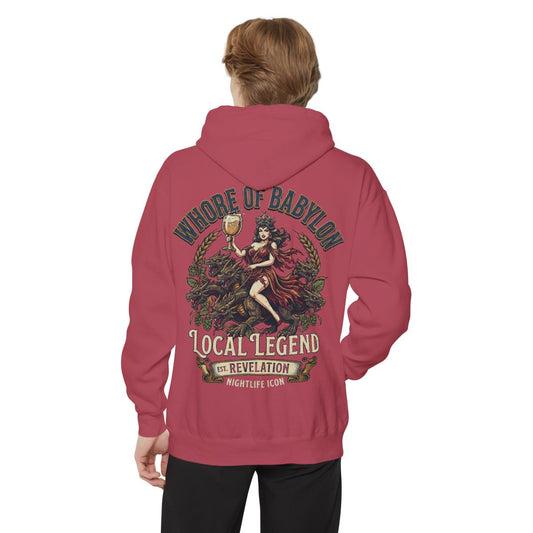 Color: Crimson | Good Book Series Whore of Babylon Garment-Dyed Hoodie