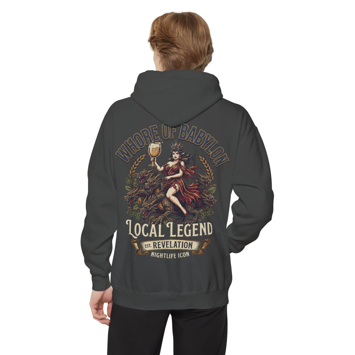 Color: Pepper | Good Book Series Whore of Babylon Garment-Dyed Hoodie