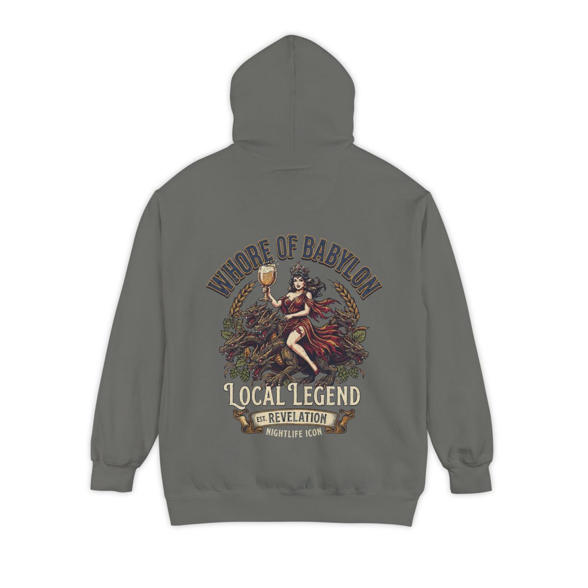 Color: Grey | Good Book Series Whore of Babylon Garment-Dyed Hoodie