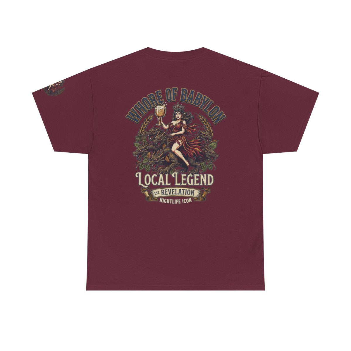 Color: Maroon | Good Book Series Whore of Babylon Premium Graphic Tee