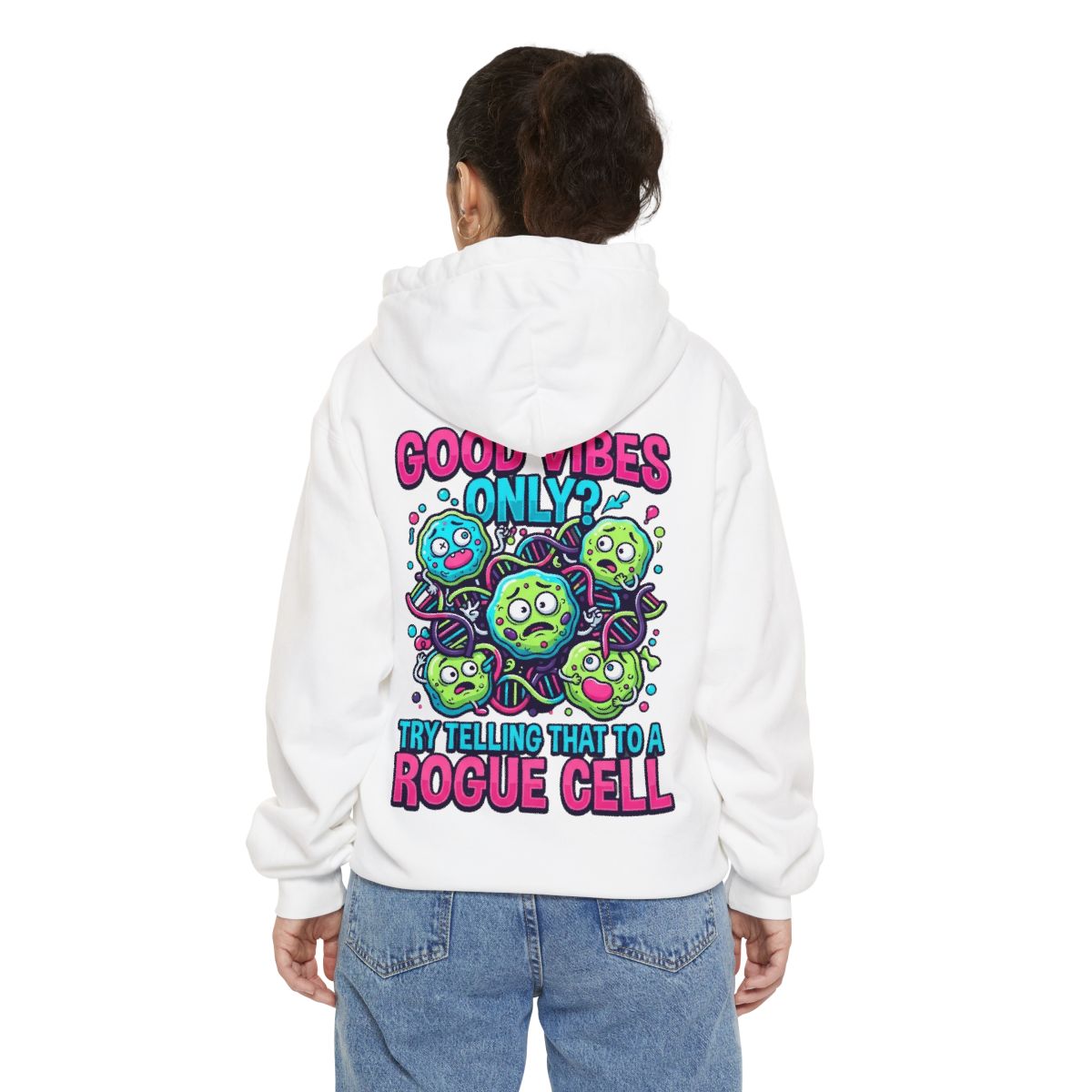 Color: White | Good Vibes Only Garment-Dyed Hoodie