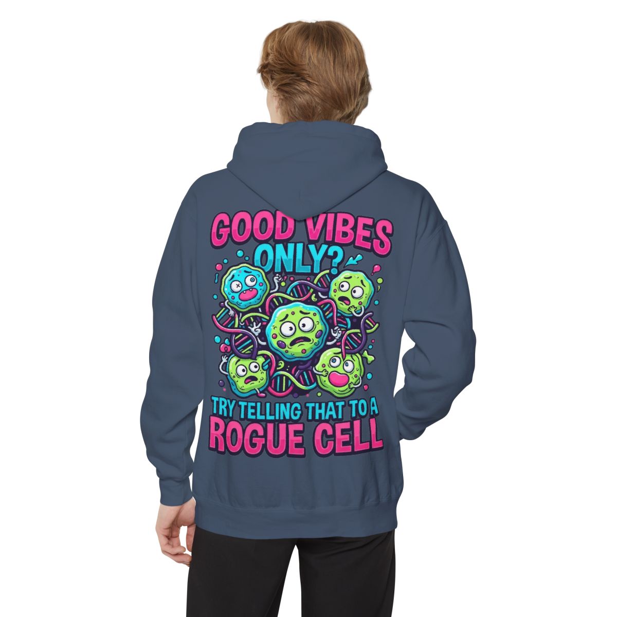 Color: Denim | Good Vibes Only Garment-Dyed Hoodie