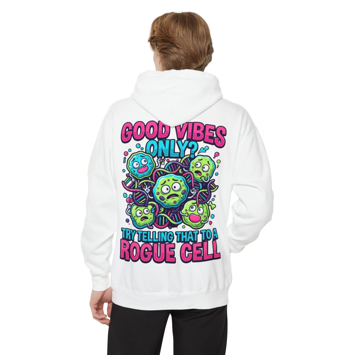 Color: White | Good Vibes Only Garment-Dyed Hoodie