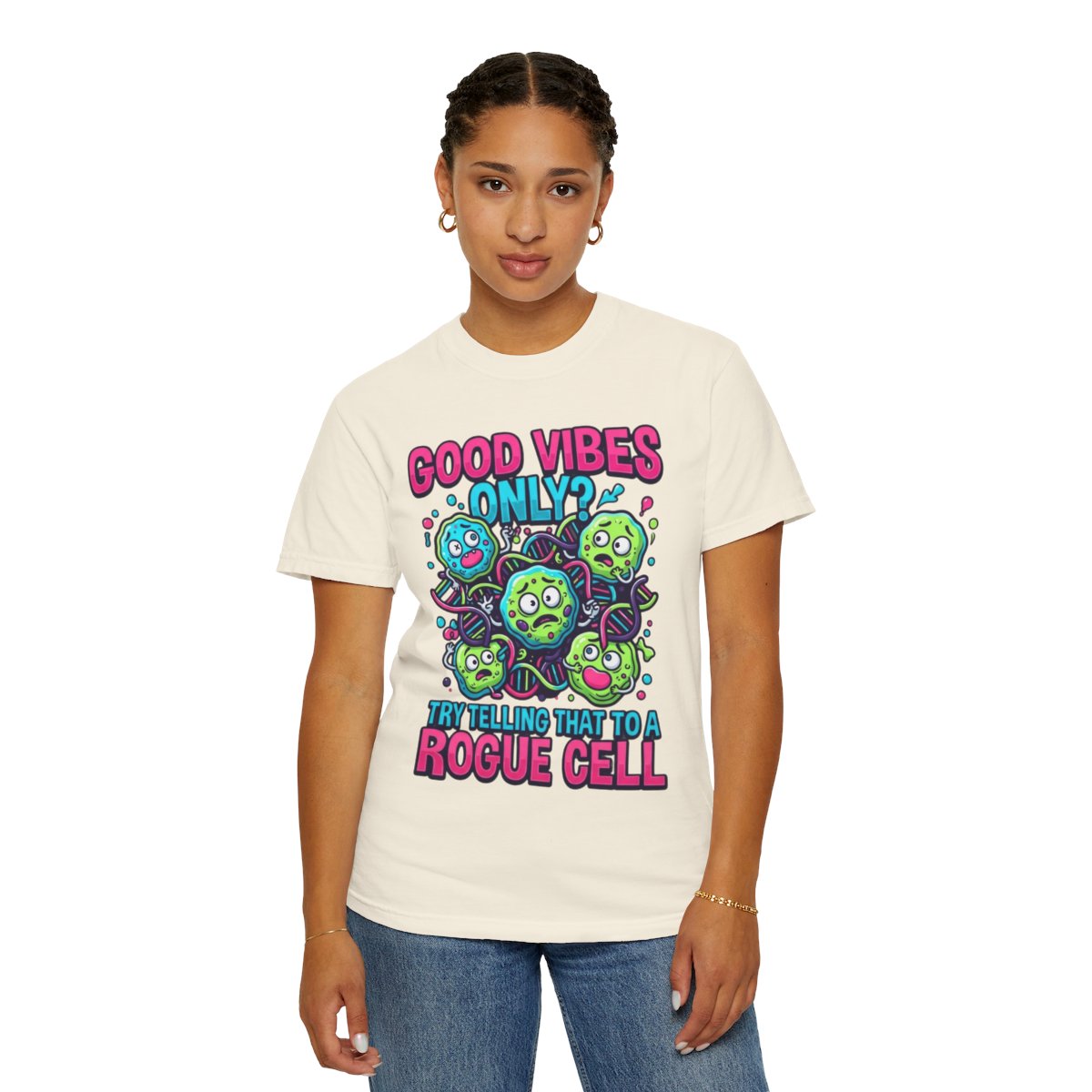 Color: Ivory | Good Vibes Only Unisex Garment-Dyed Tee
