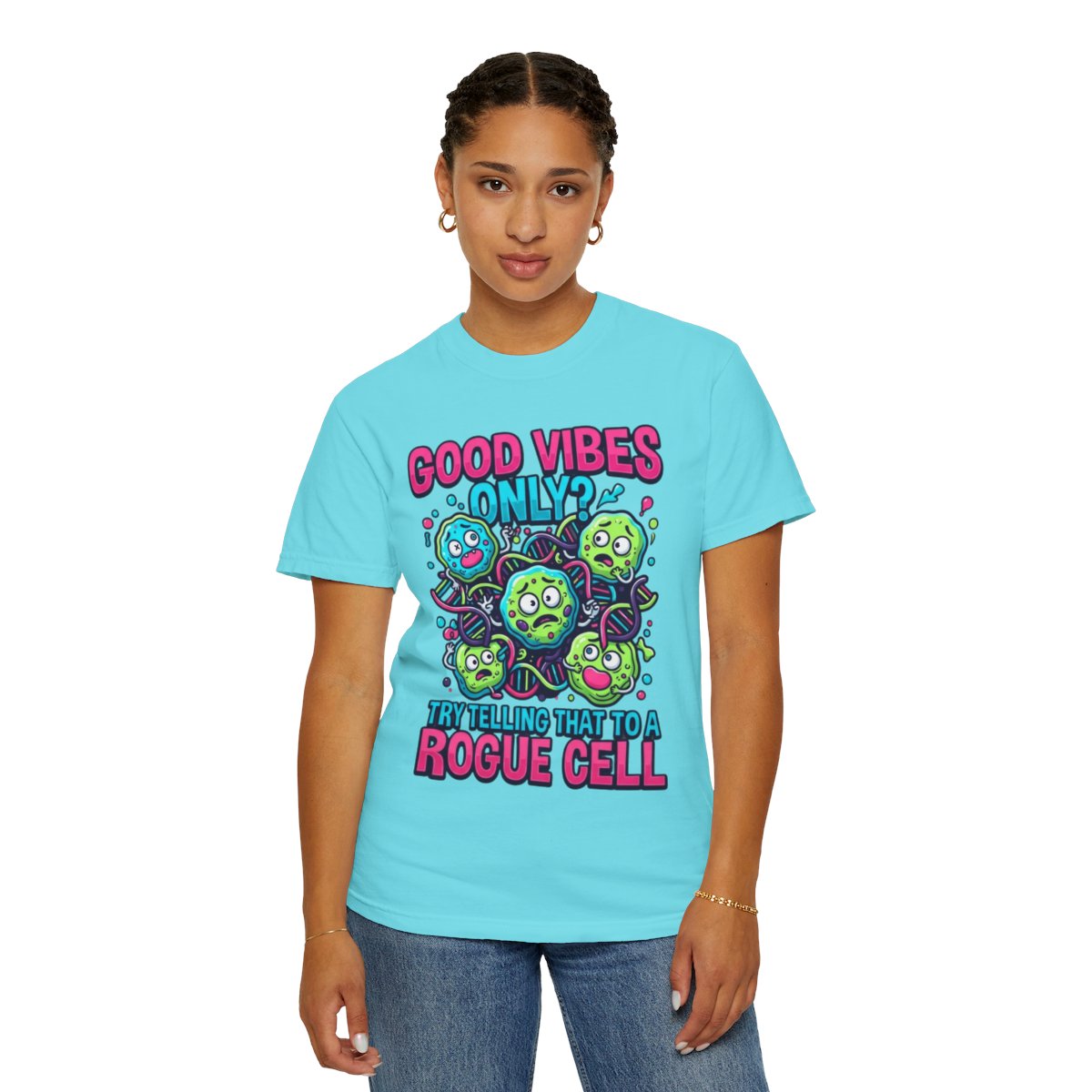 Color: Lagoon Blue | Good Vibes Only Unisex Garment-Dyed Tee