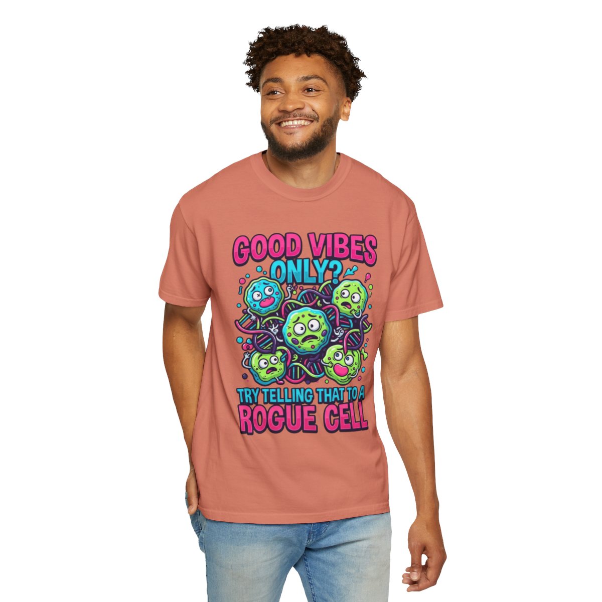 Color: Terracotta | Good Vibes Only Unisex Garment-Dyed Tee