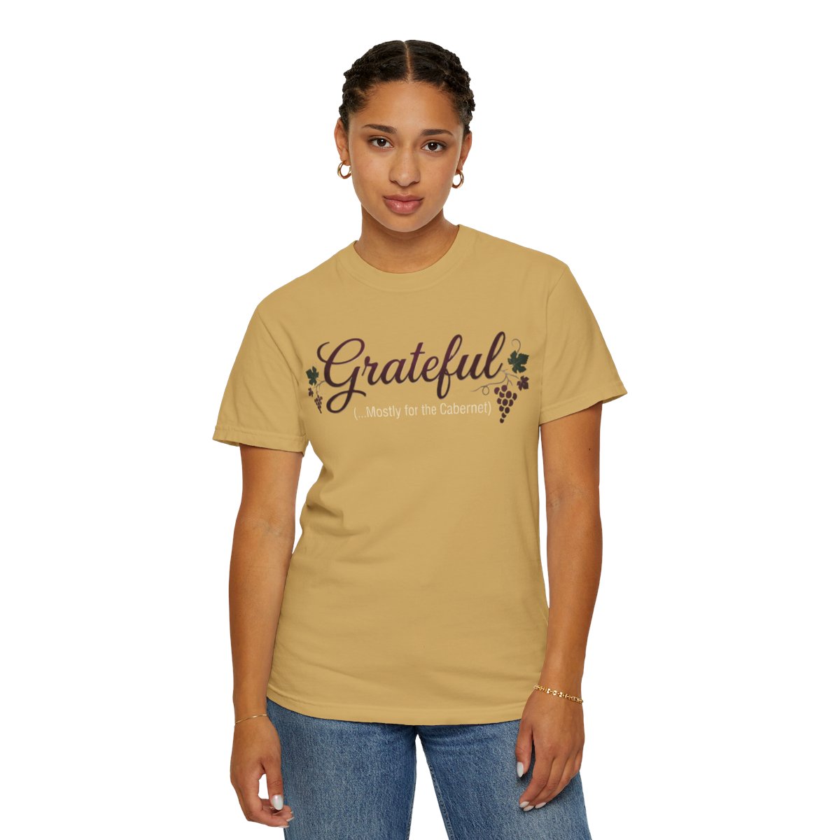 Color: Mustard | Grateful for the Carbernet Unisex Garment-Dyed Tee