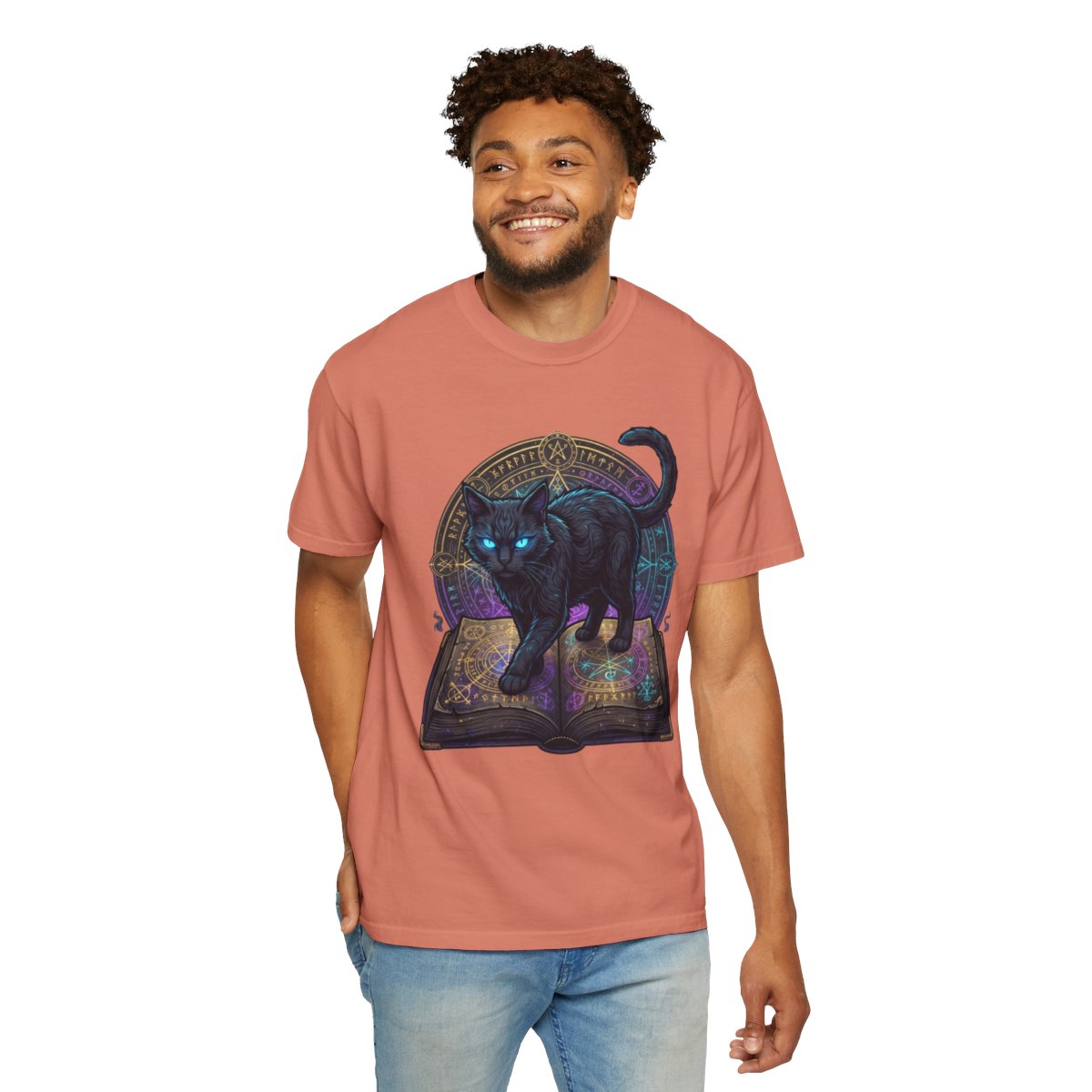 Color: Terracotta | Guardian of the Book of Shadows Unisex Garment-Dyed Tee