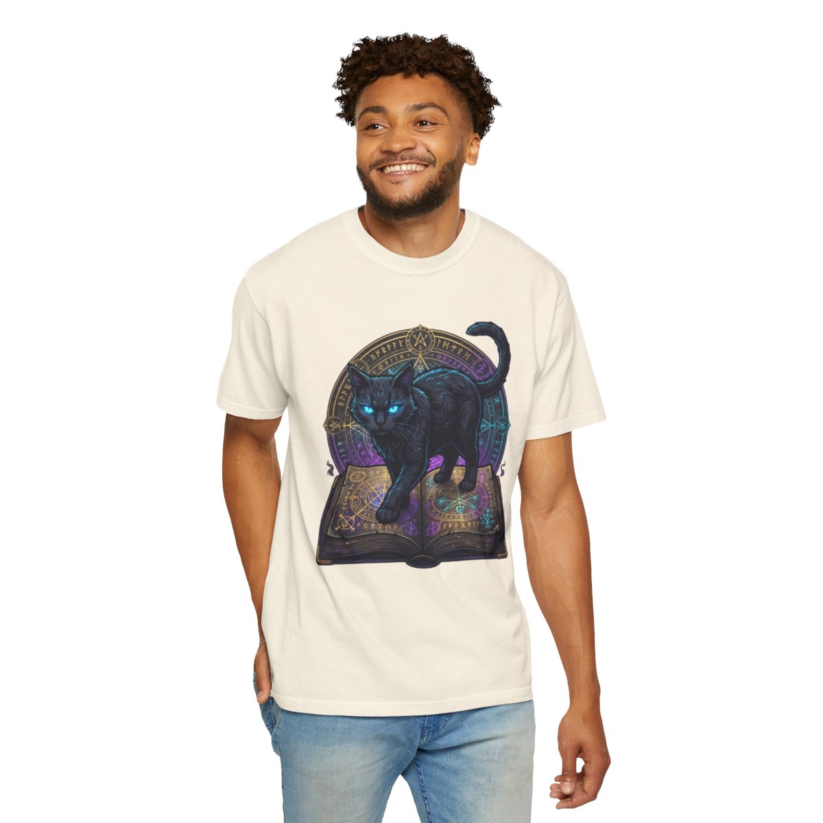 Color: Ivory | Guardian of the Book of Shadows Unisex Garment-Dyed Tee