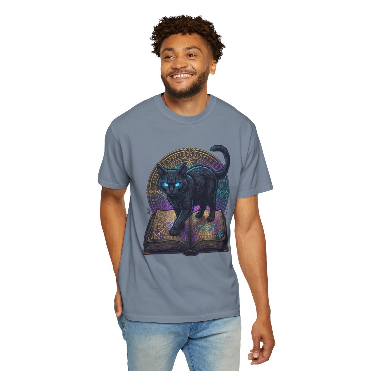 Color: Blue Jean | Guardian of the Book of Shadows Unisex Garment-Dyed Tee