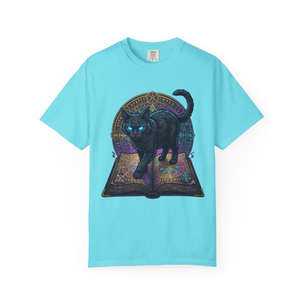 Color: Lagoon Blue | Guardian of the Book of Shadows Unisex Garment-Dyed Tee