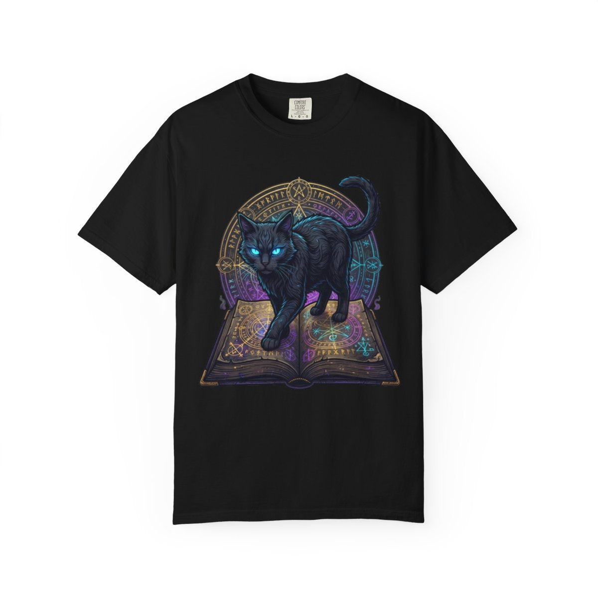 Color: Black | Guardian of the Book of Shadows Unisex Garment-Dyed Tee