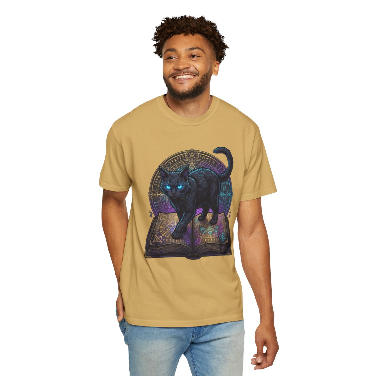 Color: Mustard | Guardian of the Book of Shadows Unisex Garment-Dyed Tee