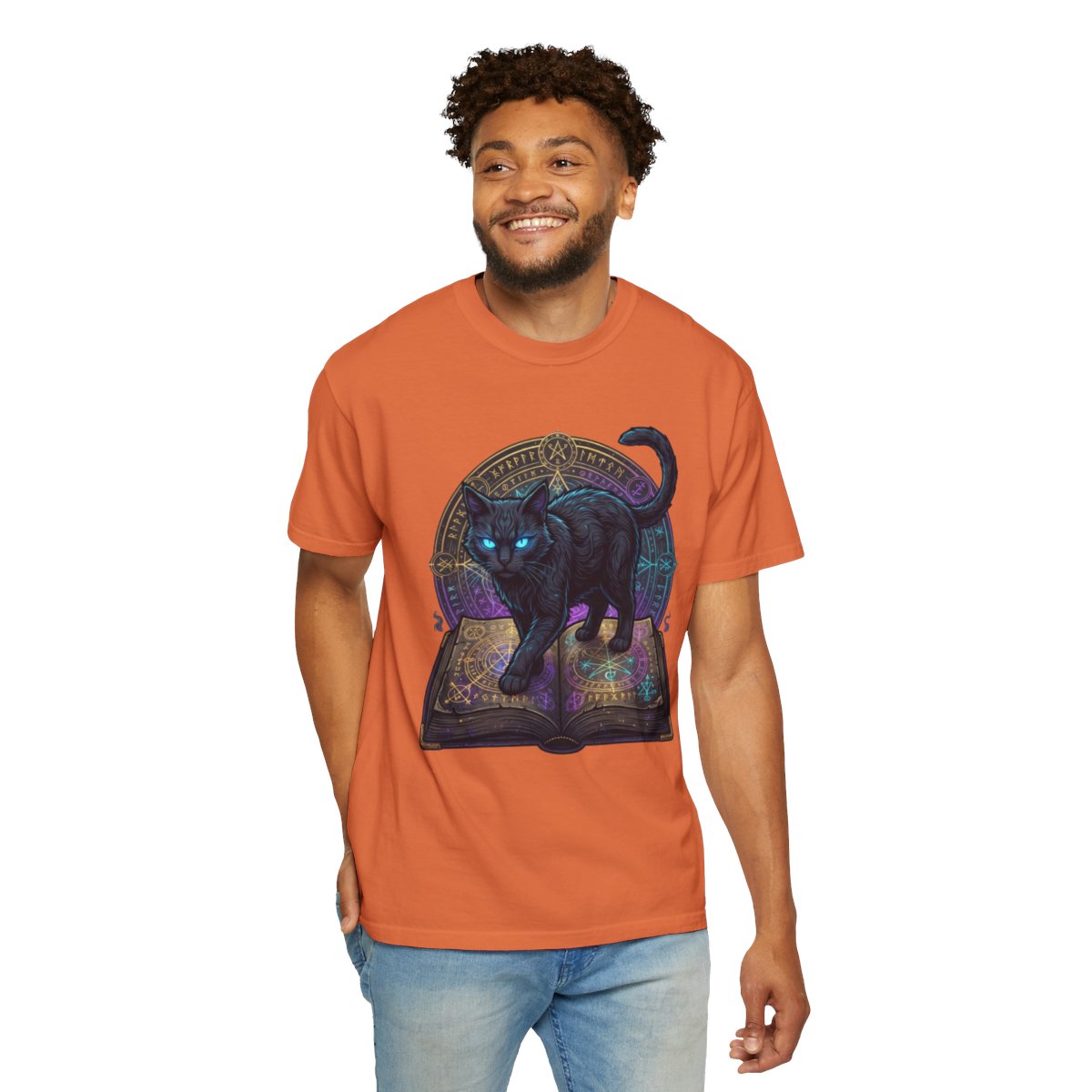 Color: Burnt Orange | Guardian of the Book of Shadows Unisex Garment-Dyed Tee