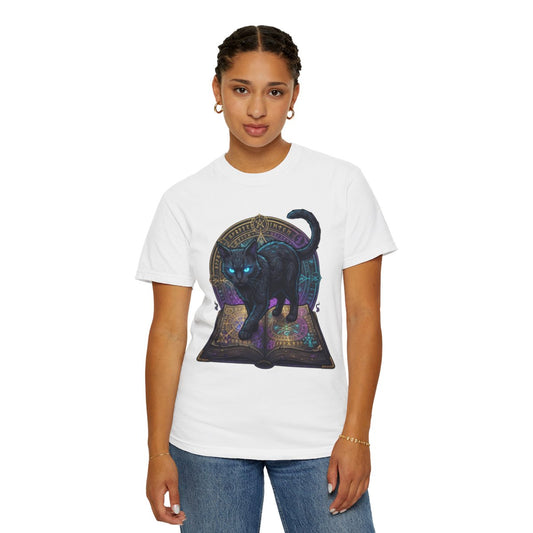 Color: White | Guardian of the Book of Shadows Unisex Garment-Dyed Tee