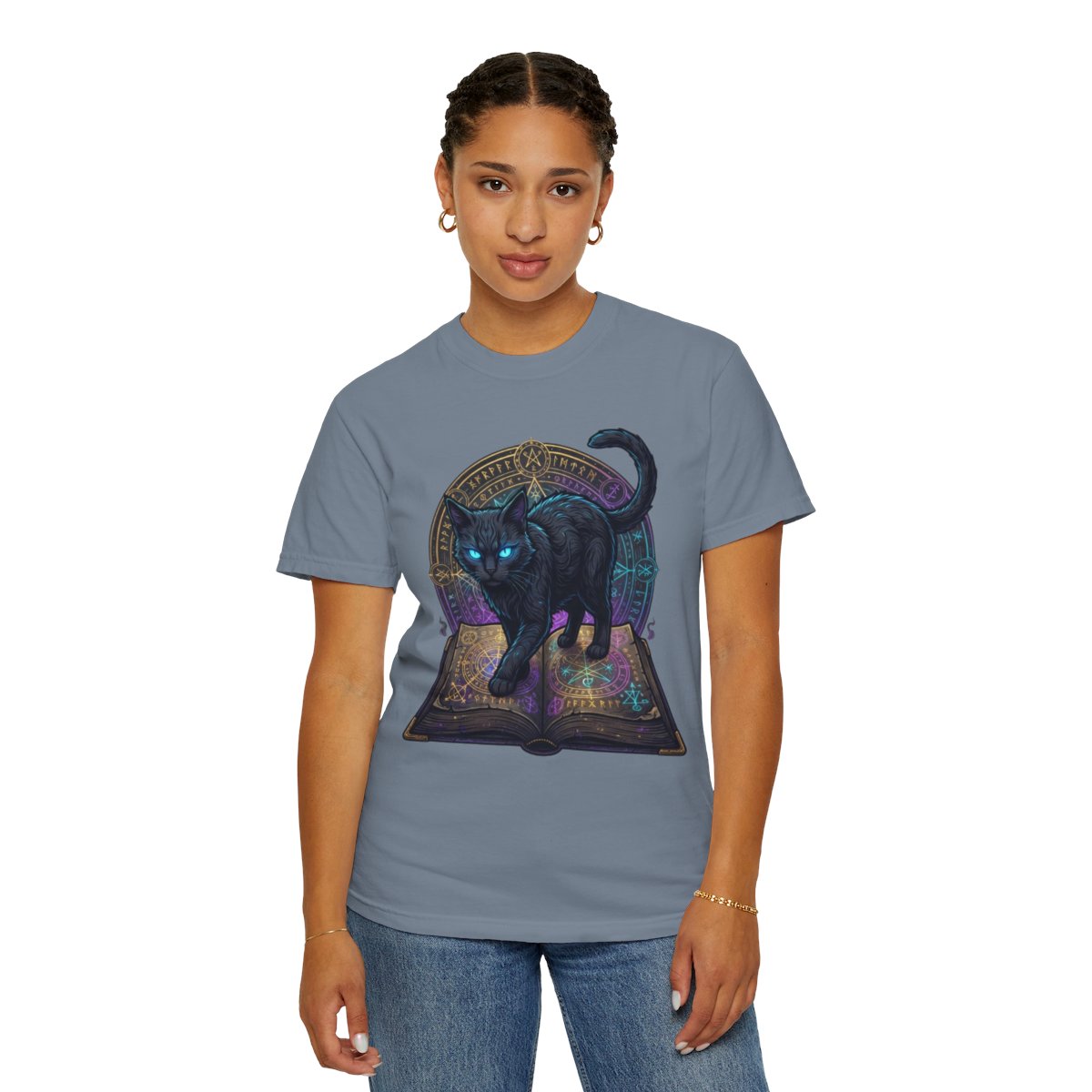 Color: Blue Jean | Guardian of the Book of Shadows Unisex Garment-Dyed Tee