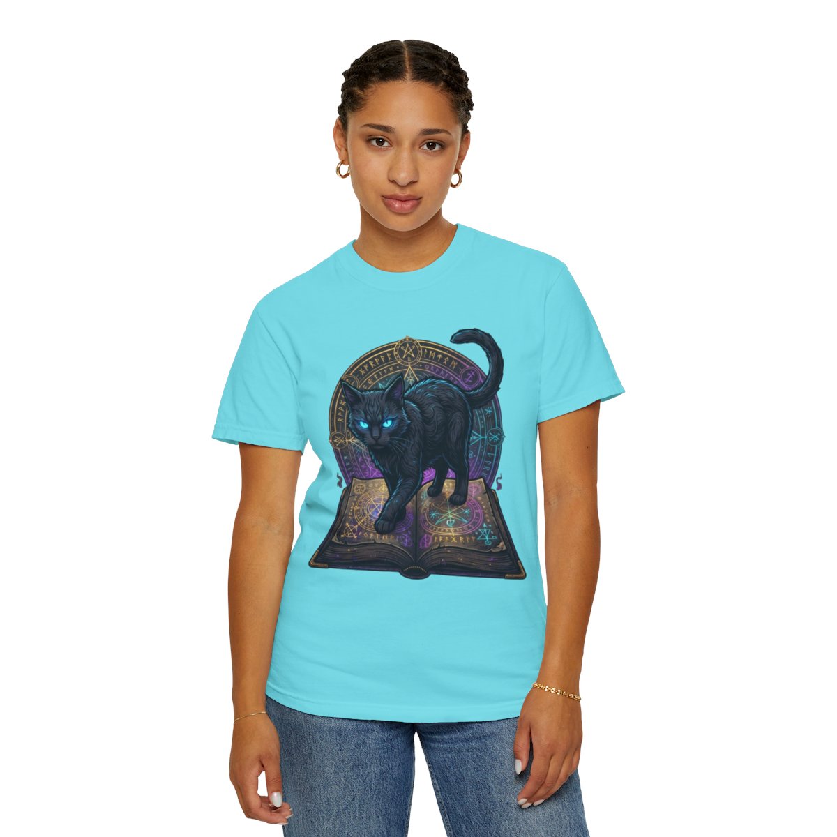 Color: Lagoon Blue | Guardian of the Book of Shadows Unisex Garment-Dyed Tee