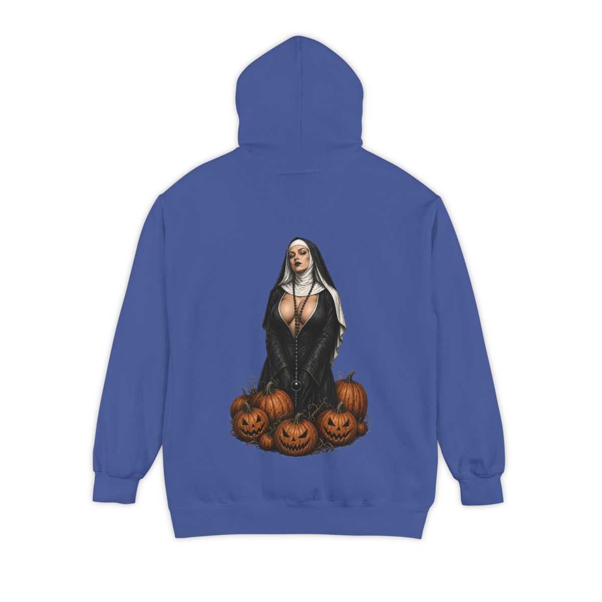 Color: Flo Blue | Halloween Nun Garment-Dyed Hoodie