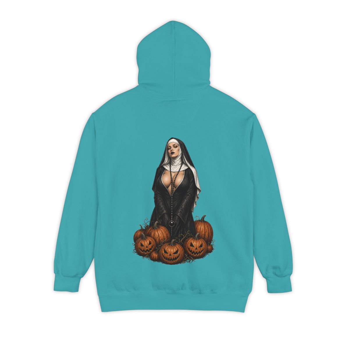 Color: Seafoam | Halloween Nun Garment-Dyed Hoodie