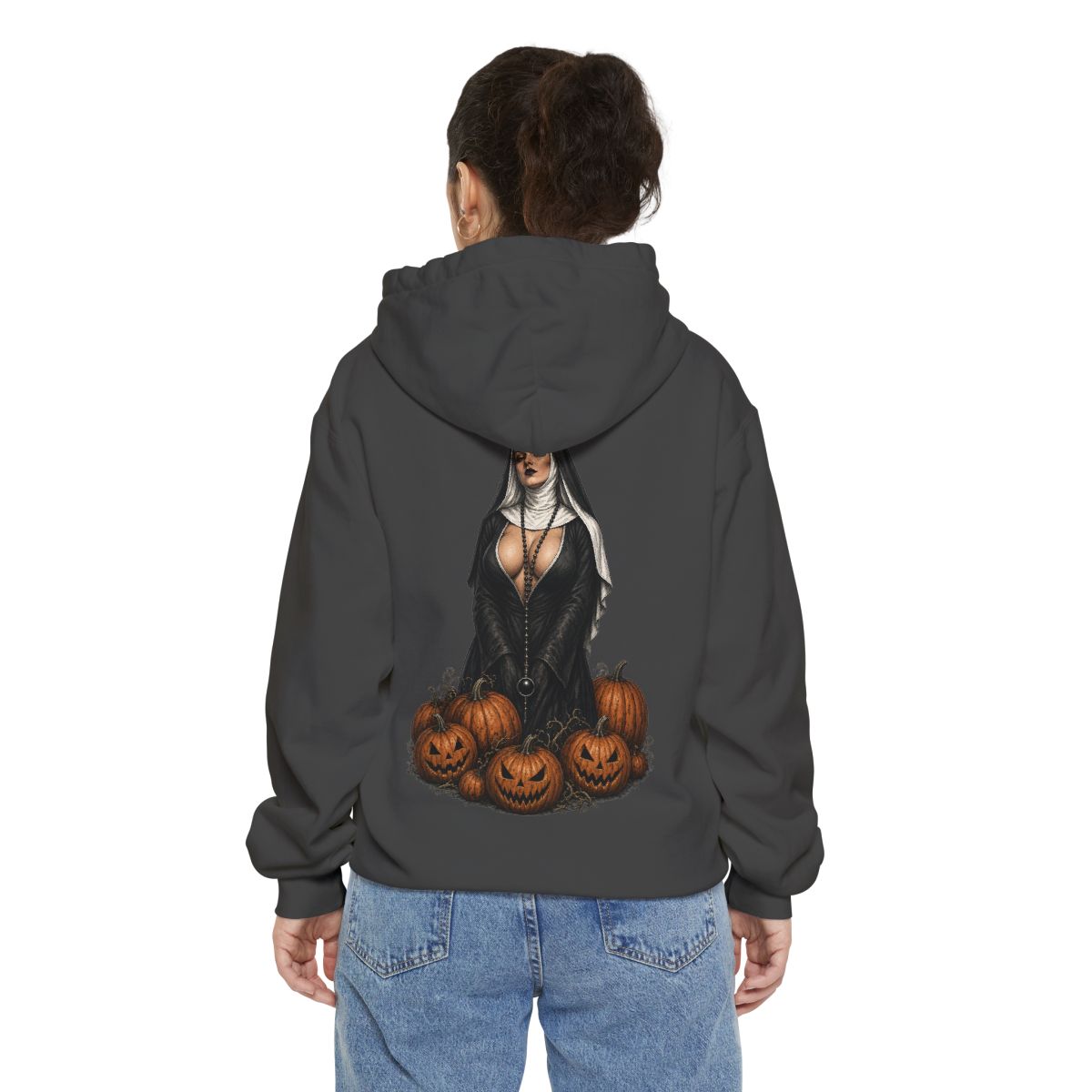 Color: Pepper | Halloween Nun Garment-Dyed Hoodie