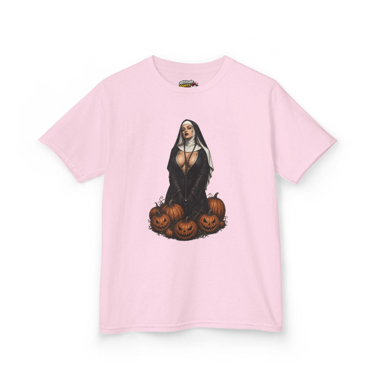 Color: Light Pink | Halloween Nun Kids Tee