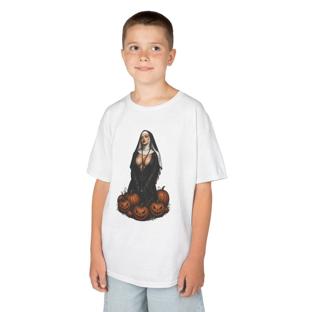 Color: White | Halloween Nun Kids Tee