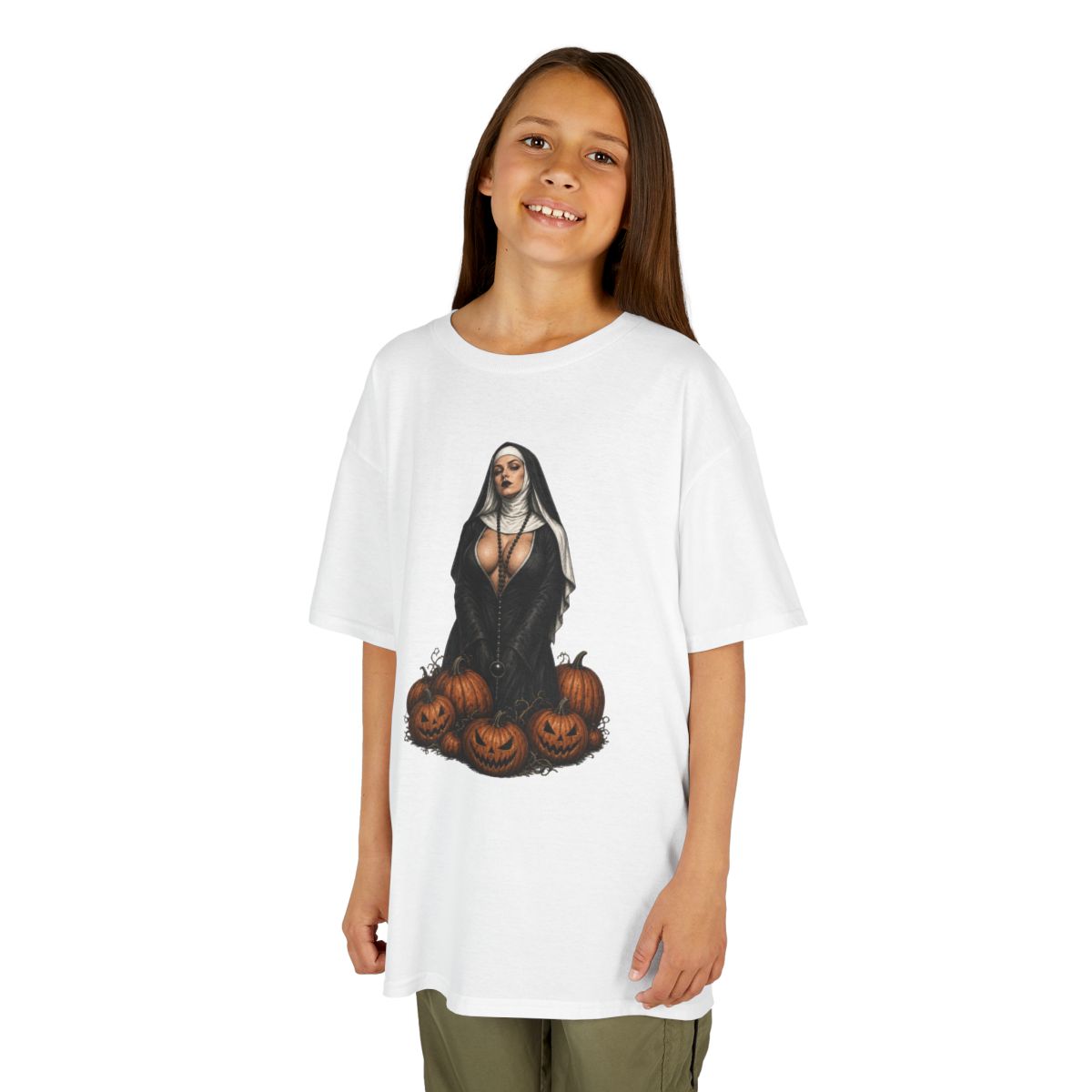 Color: White | Halloween Nun Kids Tee