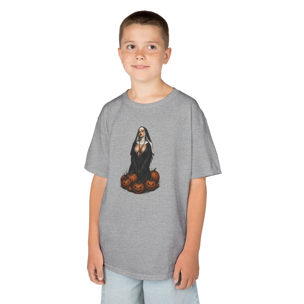 Color: Sport Grey | Halloween Nun Kids Tee