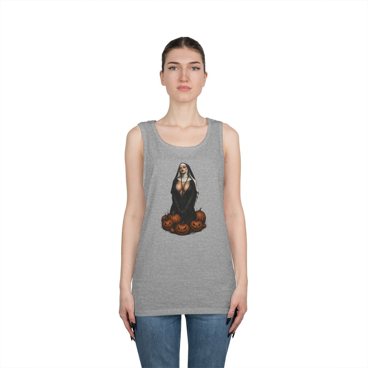 Color: Sport Grey | Halloween Nun Tank Top