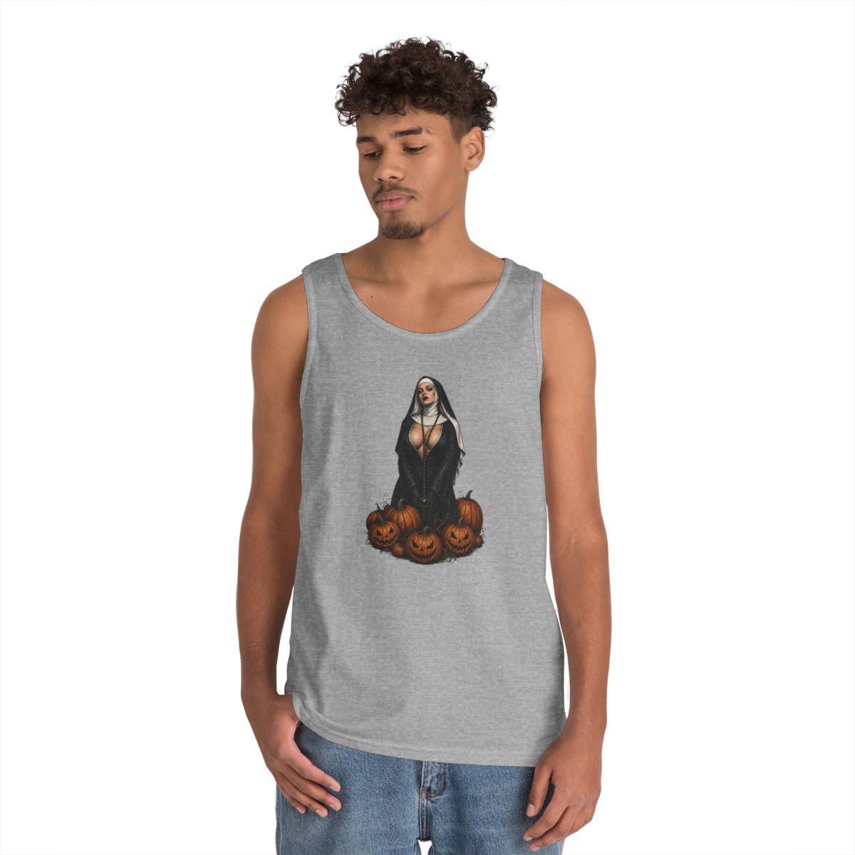 Color: Sport Grey | Halloween Nun Tank Top