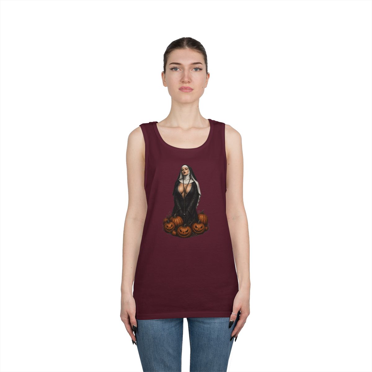 Color: Maroon | Halloween Nun Tank Top