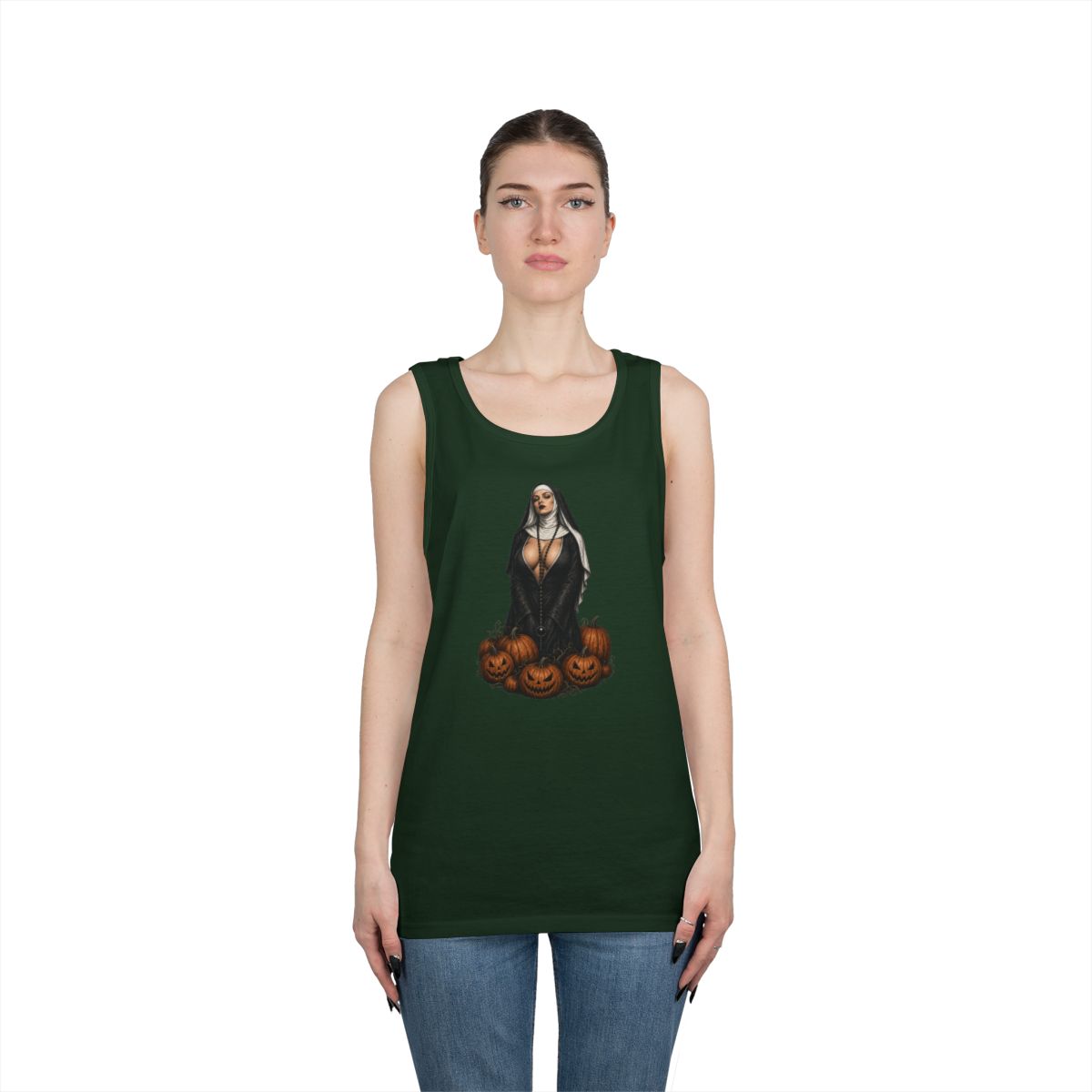 Color: Forest Green | Halloween Nun Tank Top