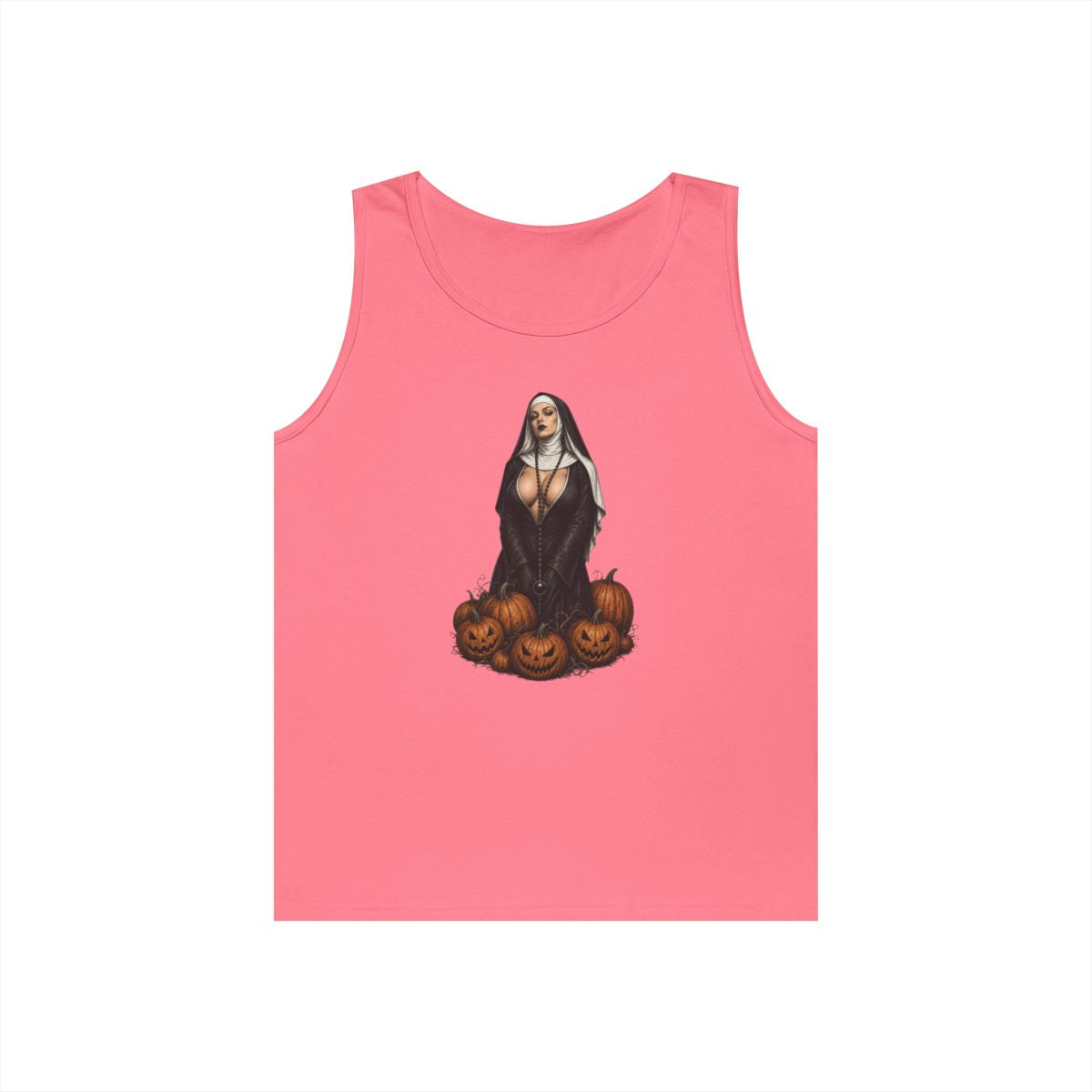 Color: Safety Pink | Halloween Nun Tank Top