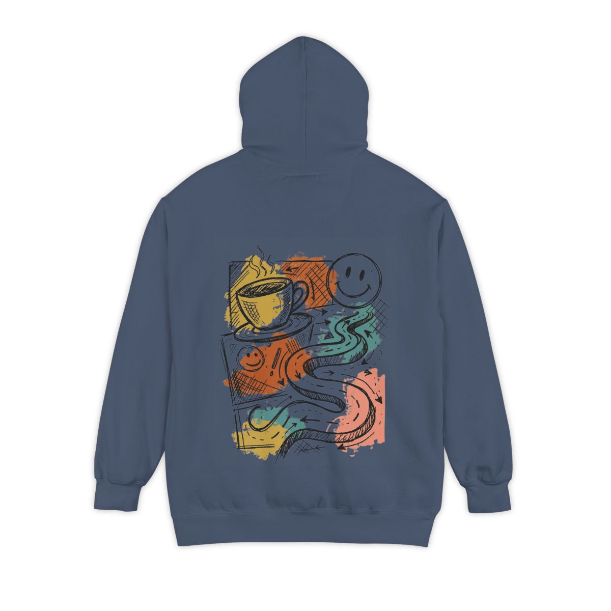 Color: Denim | Happy Coffee Garment-Dyed Hoodie