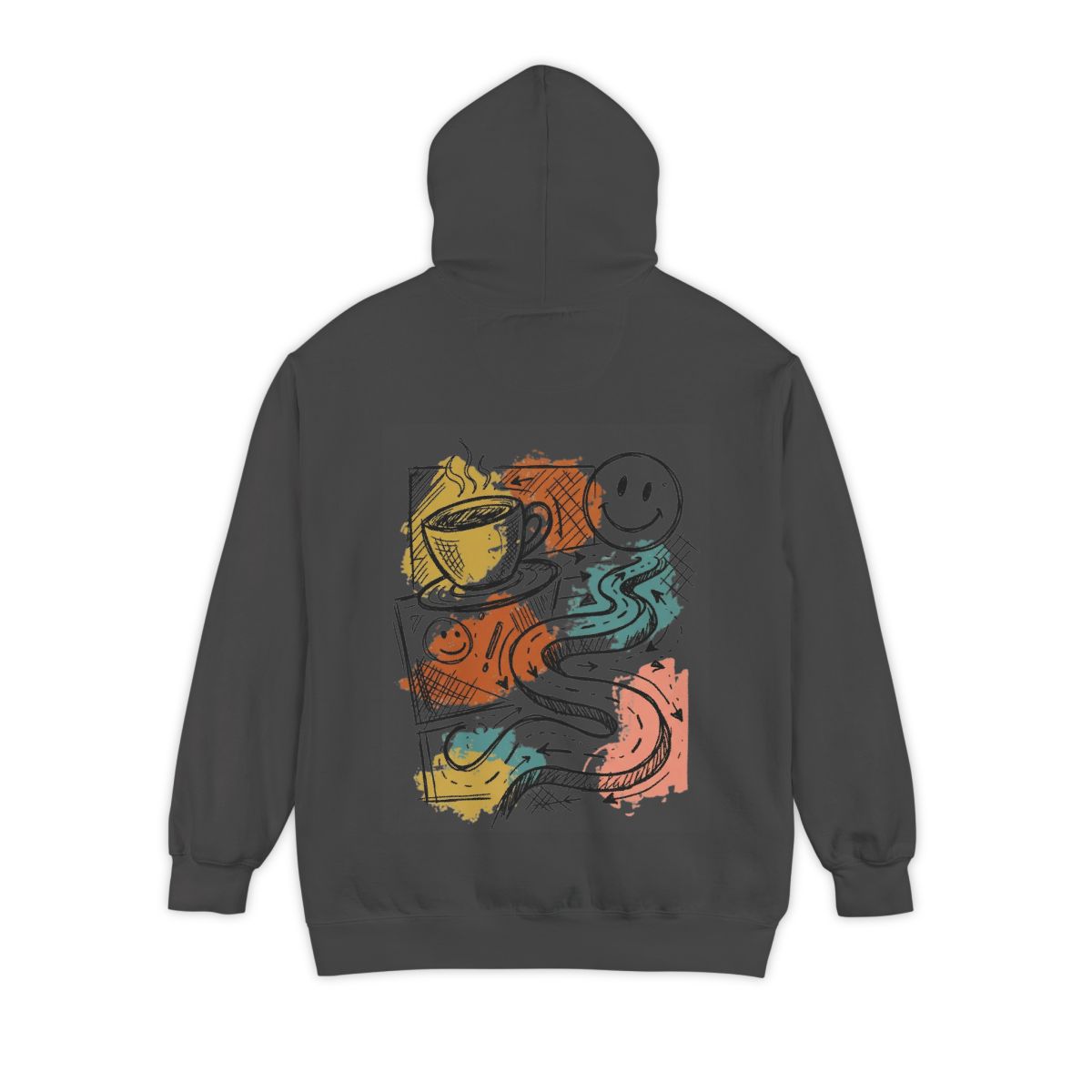Color: Pepper | Happy Coffee Garment-Dyed Hoodie
