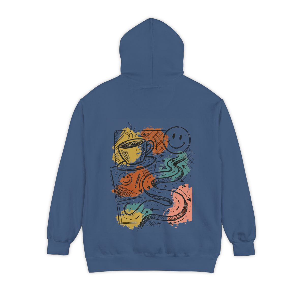 Color: True Navy | Happy Coffee Garment-Dyed Hoodie