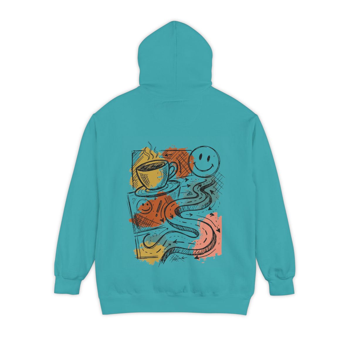 Color: Seafoam | Happy Coffee Garment-Dyed Hoodie