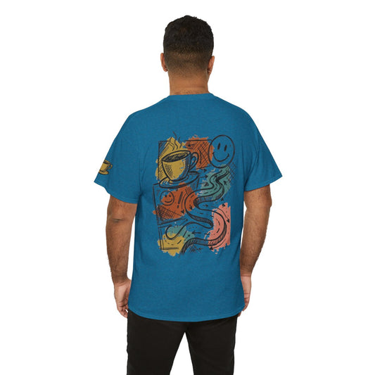 Color: Antique Sapphire | Happy Coffee Premium Graphic Tee
