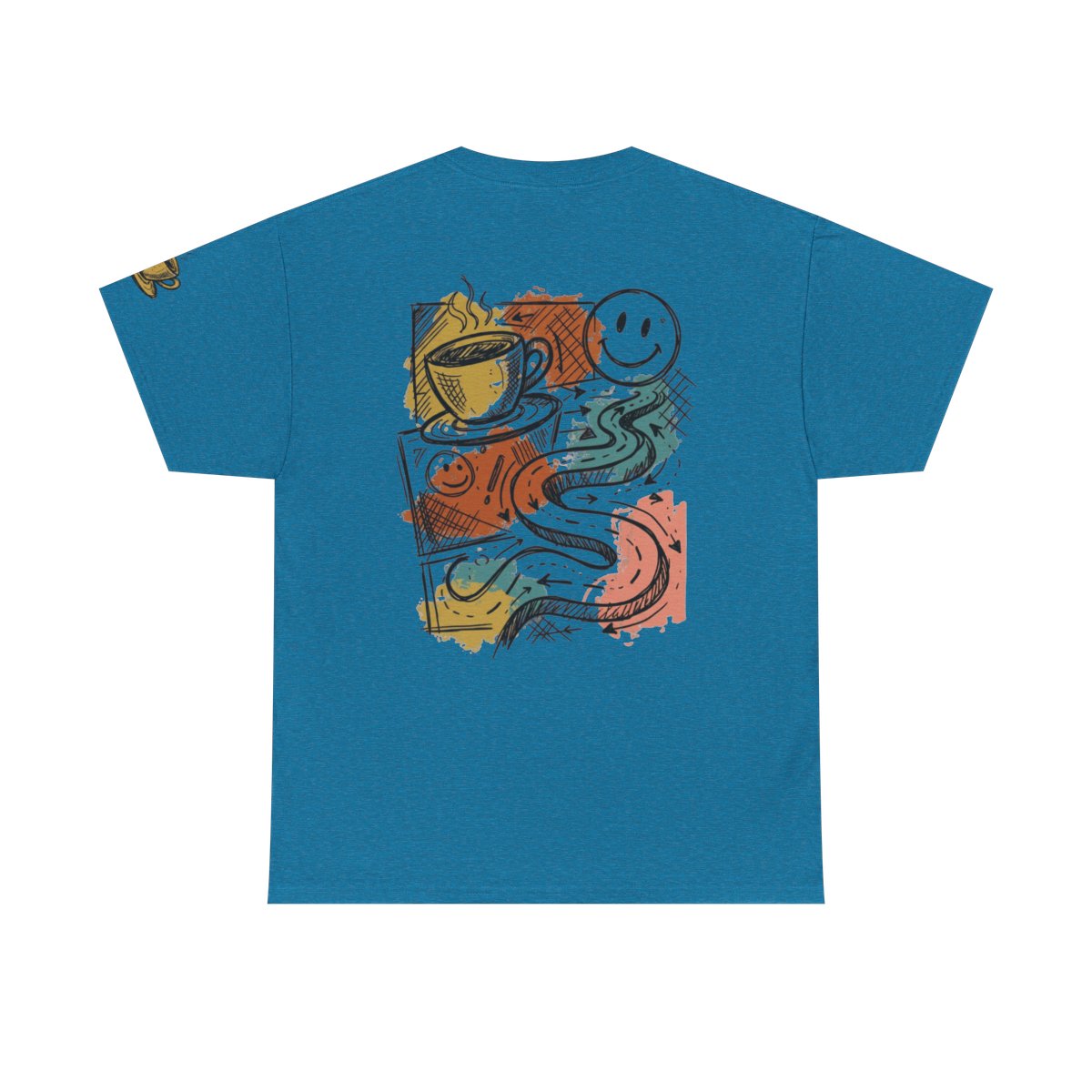 Color: Antique Sapphire | Happy Coffee Premium Graphic Tee