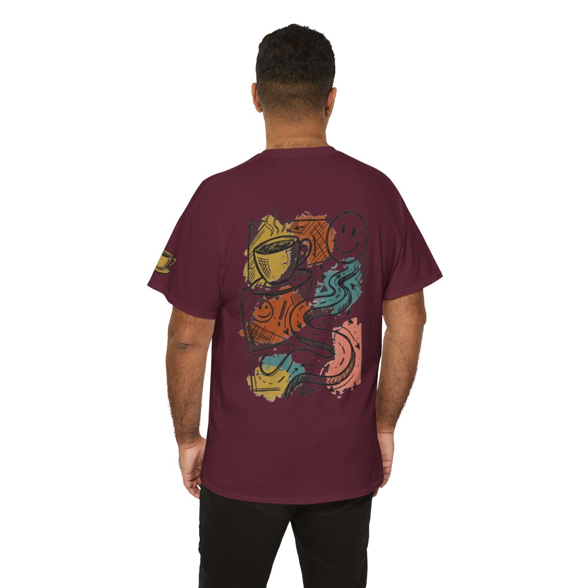 Color: Maroon | Happy Coffee Premium Graphic Tee