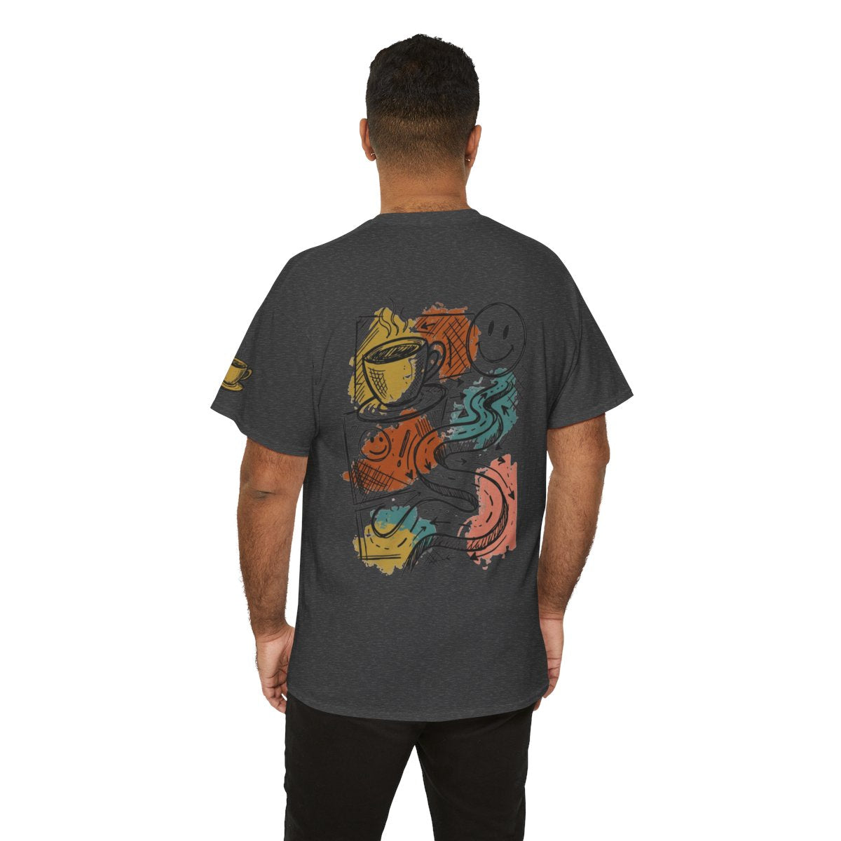 Color: Dark Heather | Happy Coffee Premium Graphic Tee
