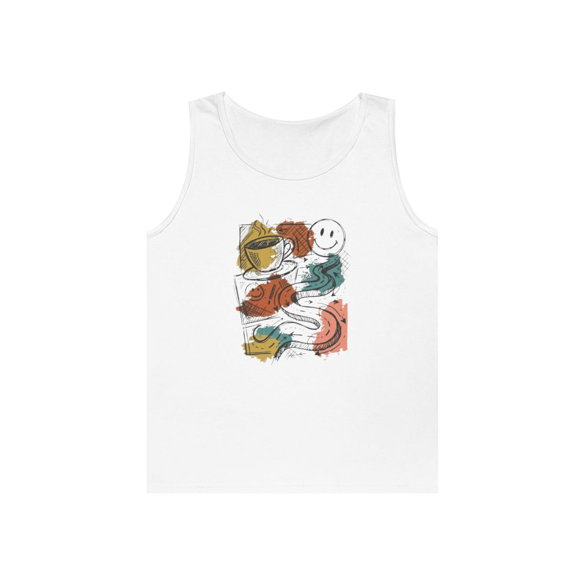 Color: White | Happy Coffee Tank Top